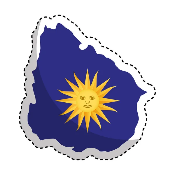 Uruguay kaart met zon pictogram — Stockvector