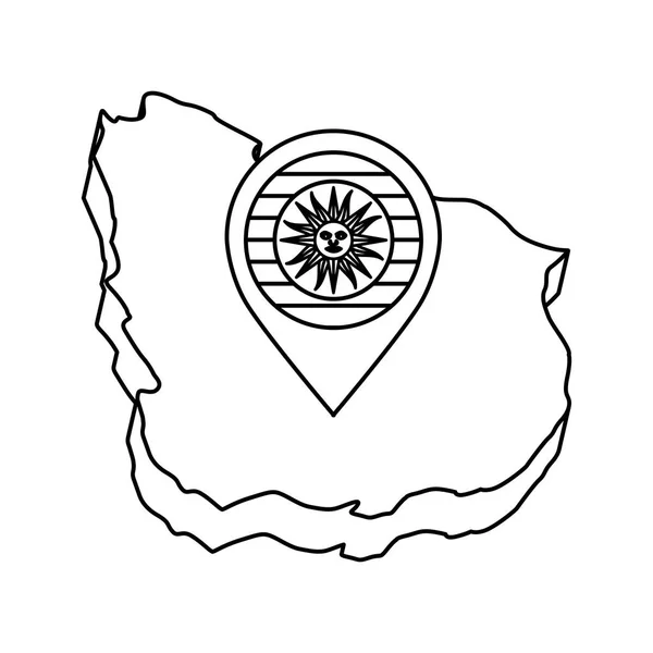 Uruguay mapa con el icono del sol — Archivo Imágenes Vectoriales