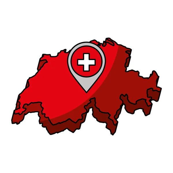 Mapa de Suiza icono aislado — Vector de stock