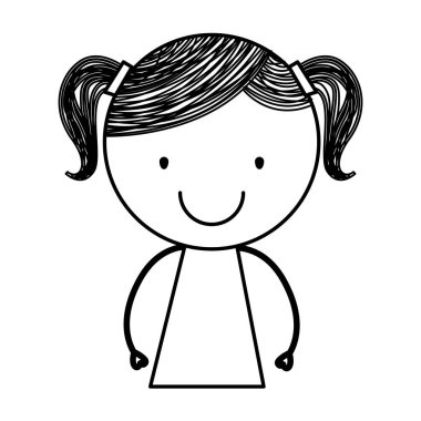 sevimli küçük kız çizim karakter