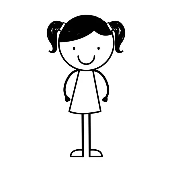 Lindo niña dibujo carácter — Vector de stock