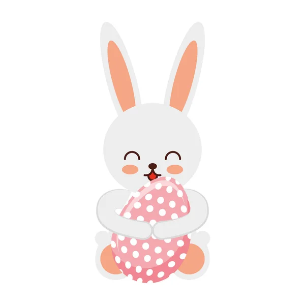 Kelinci lucu dengan ikon karakter telur - Stok Vektor