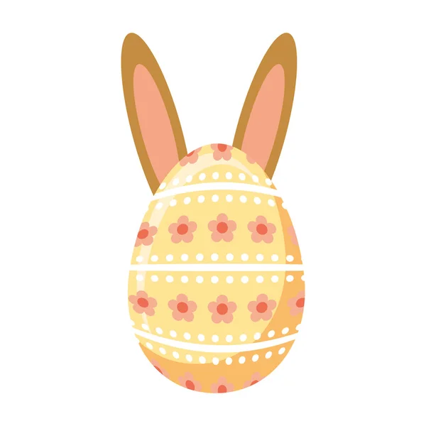 Happy easter egg painted with ears rabbit — Stock Vector