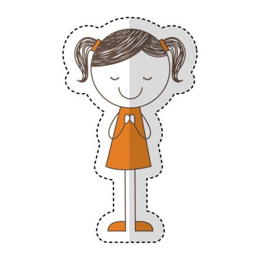 sevimli küçük kız çizim karakter