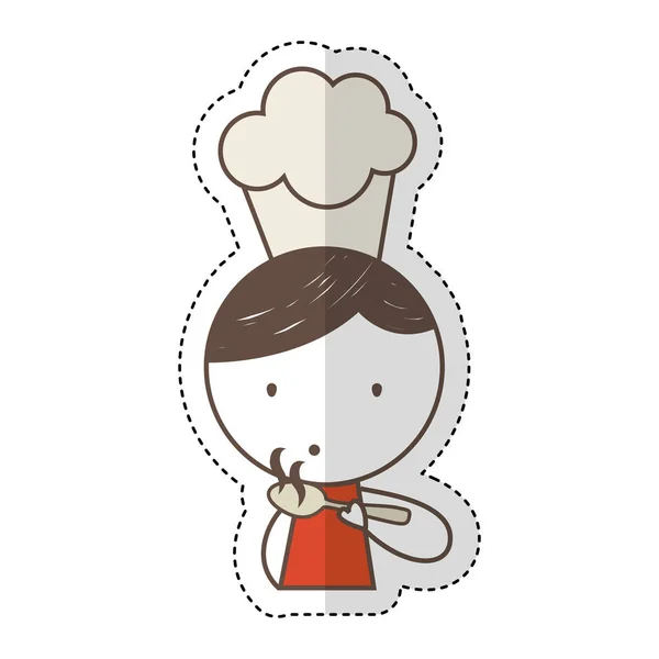 Menino bonito com personagem chapéu chef — Vetor de Stock