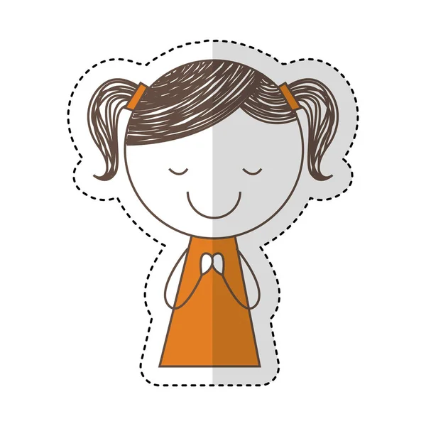 Cute little girl tekening karakter — Stockvector