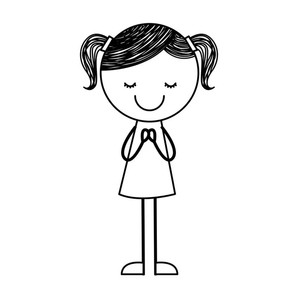 Sevimli küçük kız çizim karakter — Stok Vektör