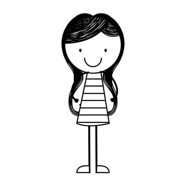 Lindo niña dibujo carácter — Vector de stock