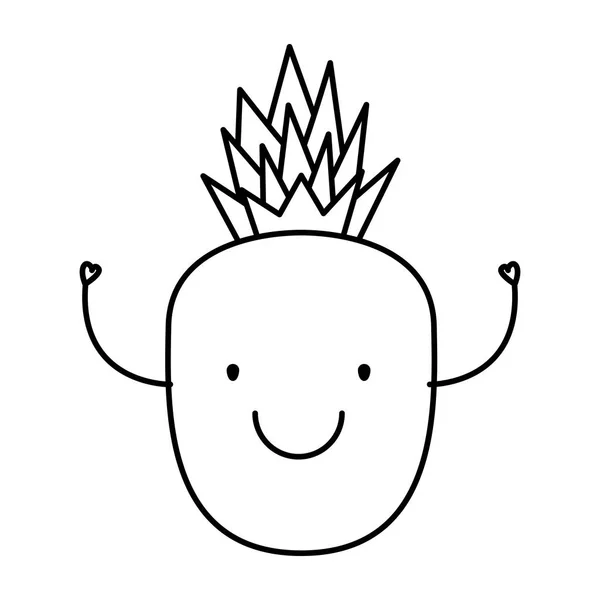 Ananász gyümölcs karakter rajz ikon — Stock Vector