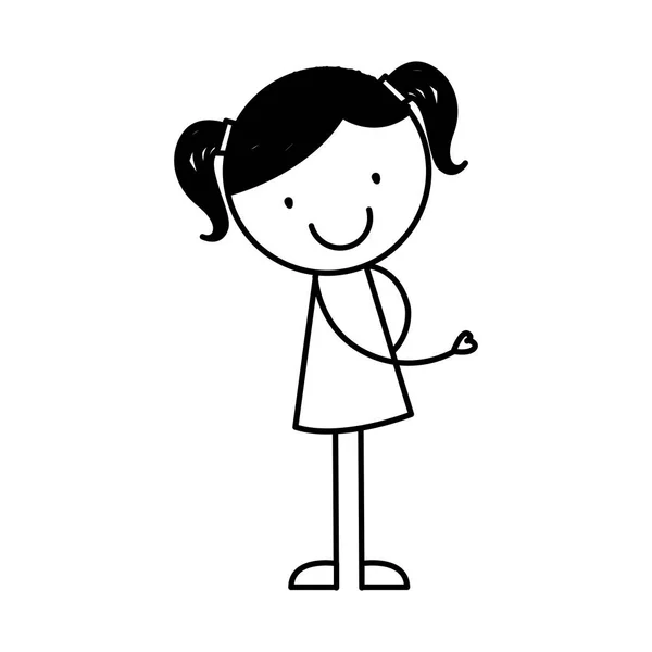 Lindo niña dibujo carácter — Vector de stock