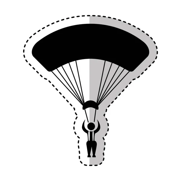 Parachutist silhouette flying icon — Stock Vector