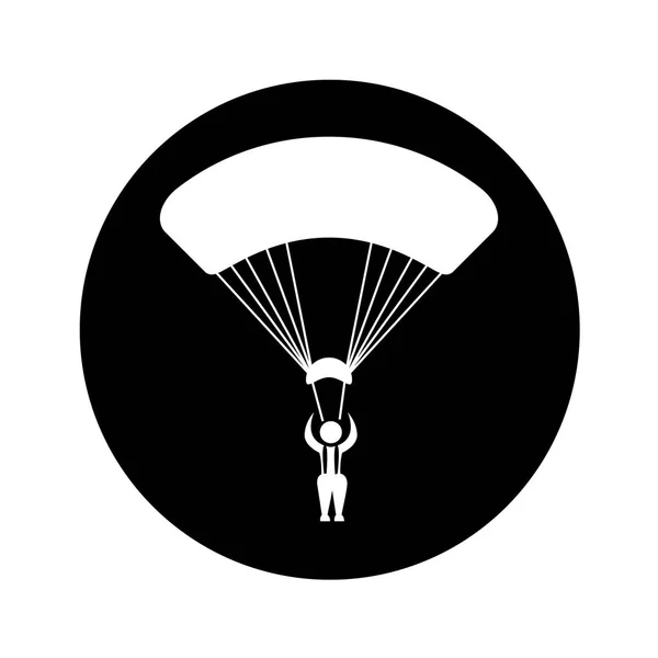 Icône volant silhouette parachutiste — Image vectorielle