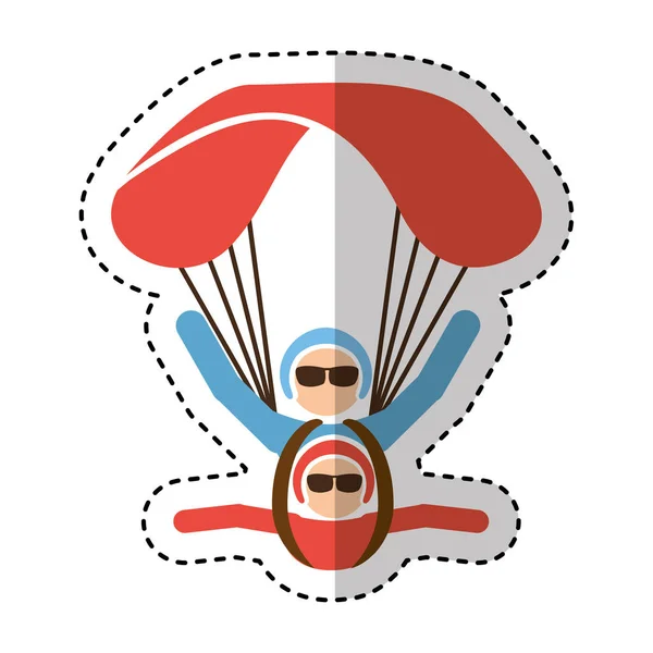 Fallschirmspringer-Silhouette fliegt zur Ikone — Stockvektor