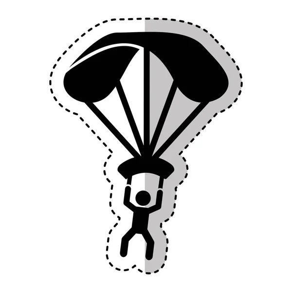 Parachutist silhouette flying icon — Stock Vector