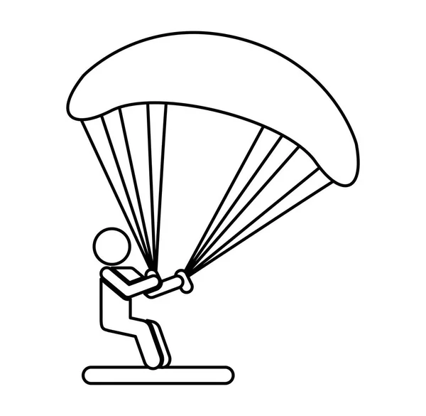Parašutista silueta letící ikona — Stockový vektor