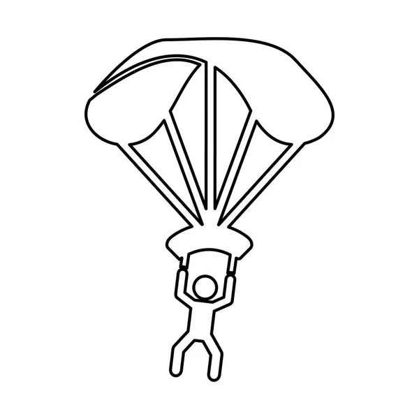 Fallschirmspringer-Silhouette fliegt zur Ikone — Stockvektor
