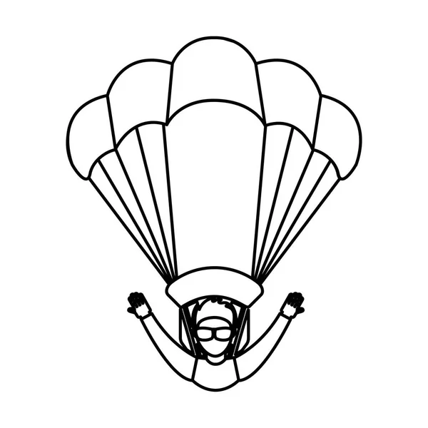 Icône volant silhouette parachutiste — Image vectorielle