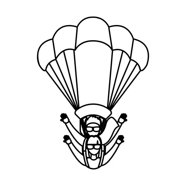 Icône volant silhouette parachutiste — Image vectorielle