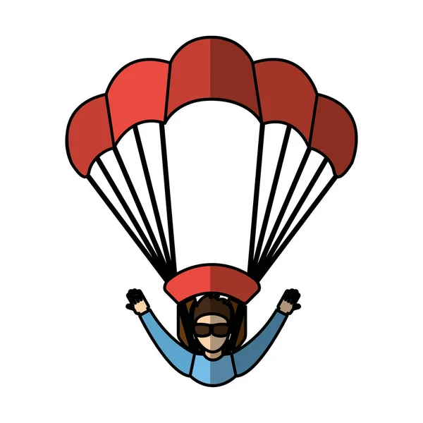 Icona volante silhouette paracadutista — Vettoriale Stock