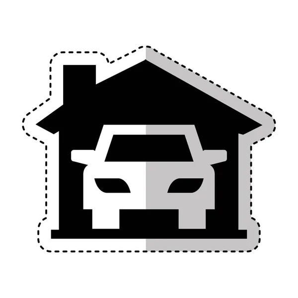 Car vehicle silhouette in garage icon — Stock Vector