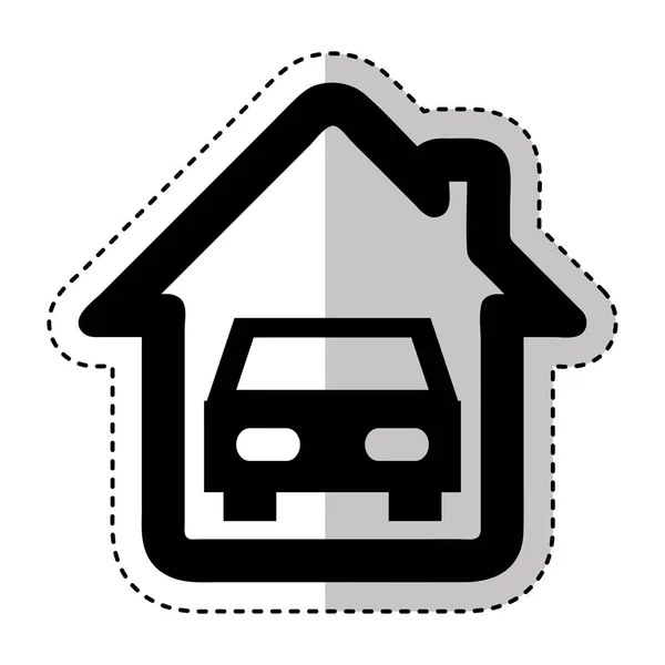 Bil fordon siluett i garage-ikonen — Stock vektor