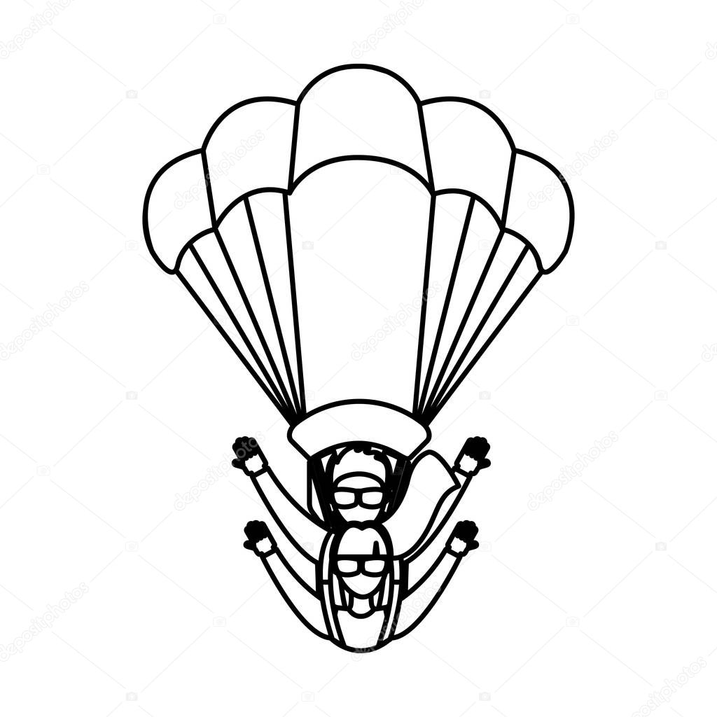 Parachutist silhouette flying icon