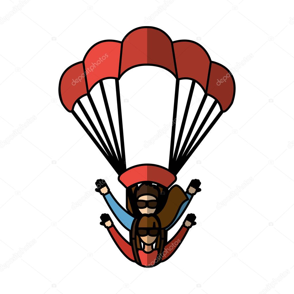 Parachutist silhouette flying icon