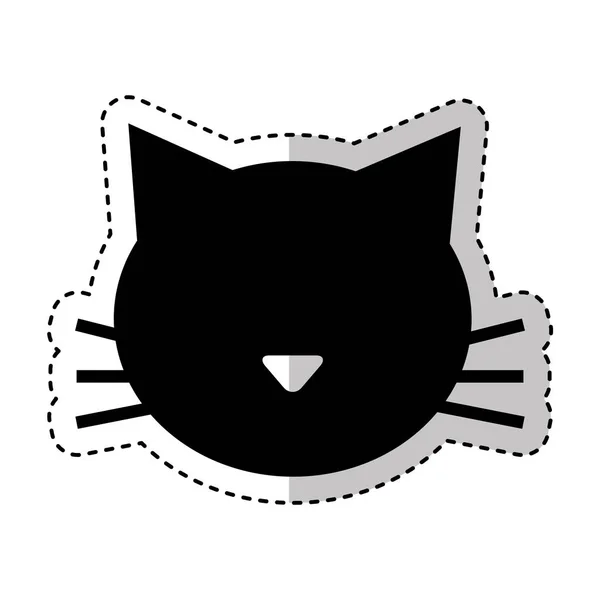 Schattige kat mascotte silhouet geïsoleerde pictogram — Stockvector