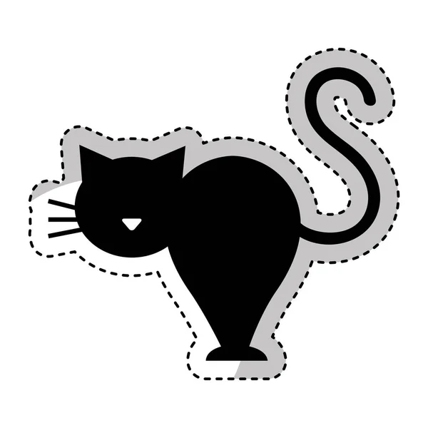 Cute cat mascot silhouette isolated icon — Stock Vector