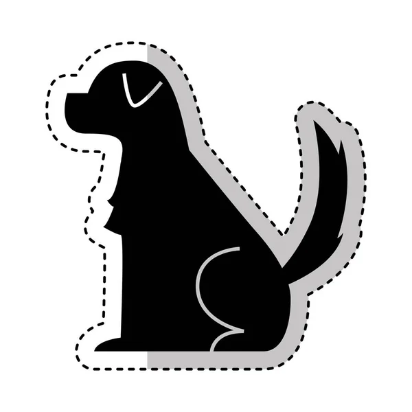 Roztomilý pes maskot silueta ikona — Stockový vektor