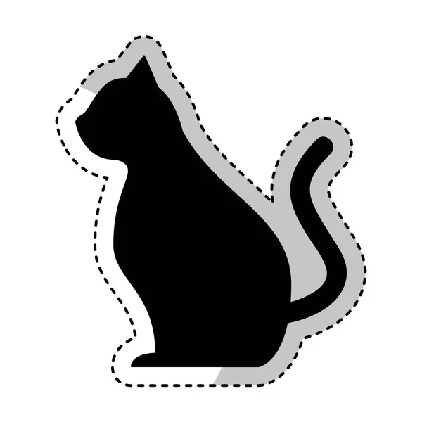 Cute cat mascot silhouette isolated icon — Stock Vector