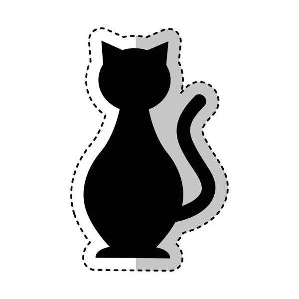 Bonito gato mascote silhueta isolado ícone — Vetor de Stock