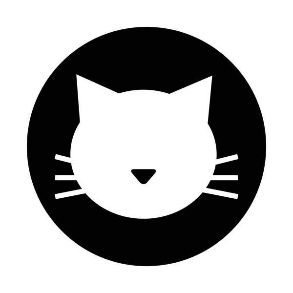 Schattige kat mascotte silhouet geïsoleerde pictogram — Stockvector