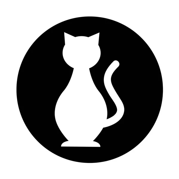 Ładny kot maskotka sylwetka ikona na białym tle — Wektor stockowy