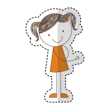 sevimli küçük kız çizim karakter