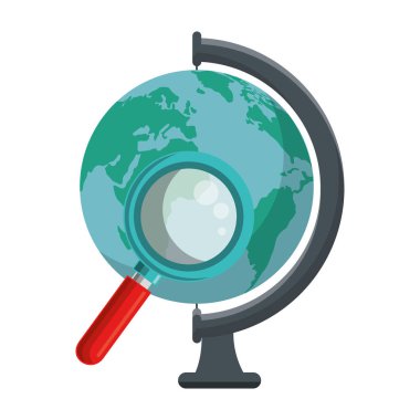 Dünya gezegeni Büyüteç okul kaynağı ile