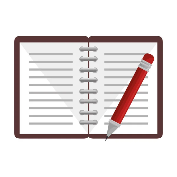 Notebook with pencil school supply icon — Stock Vector