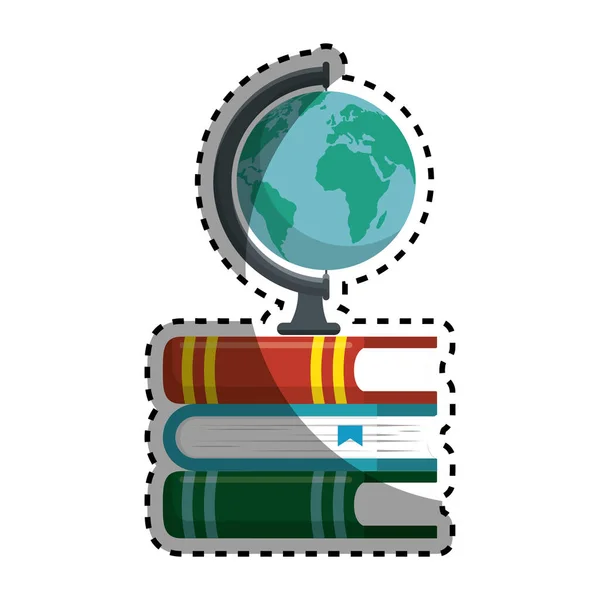 World planet with books school supply — Stock Vector