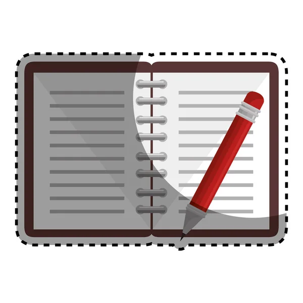 Notebook com lápis ícone de fornecimento escolar —  Vetores de Stock