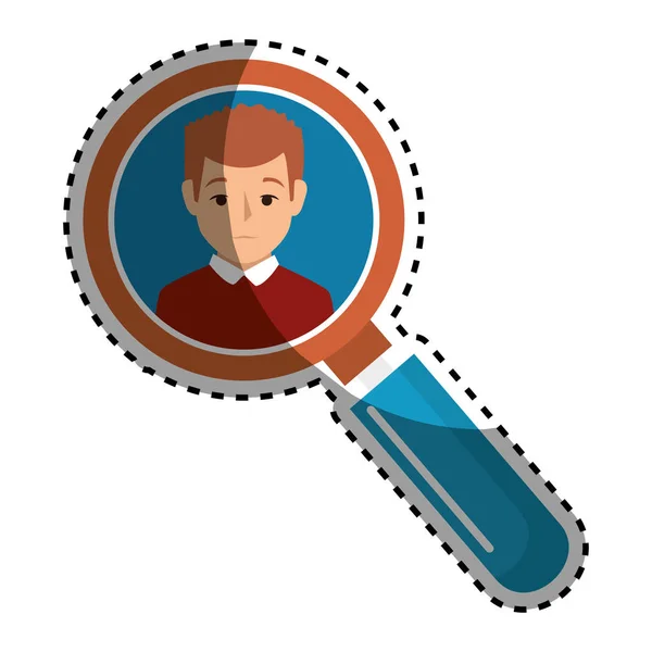 Search magnifying glass with person avatar — Stock Vector