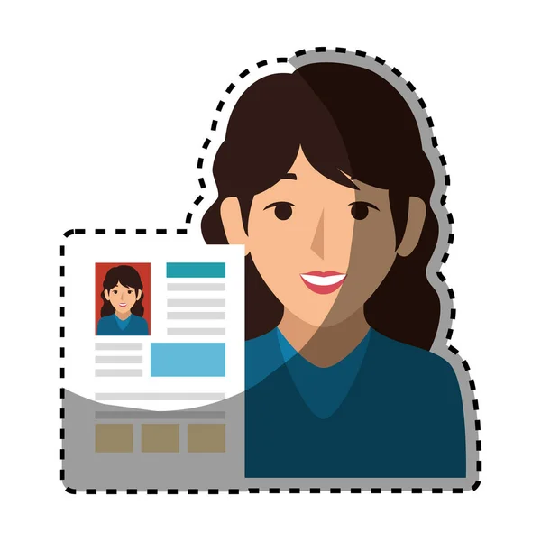 Nő avatar önéletrajz dokumentumikon — Stock Vector