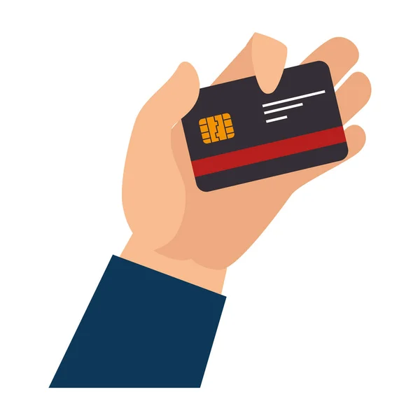 Mano humana con tarjeta de crédito — Vector de stock