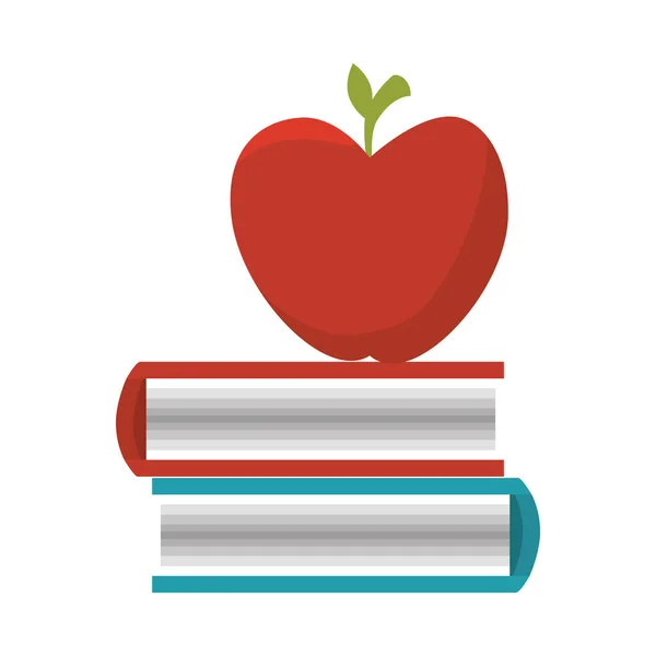 Книжкове шкільне приладдя з значком яблука — стоковий вектор