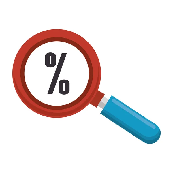 Pesquisa lupa com símbolo percentual —  Vetores de Stock