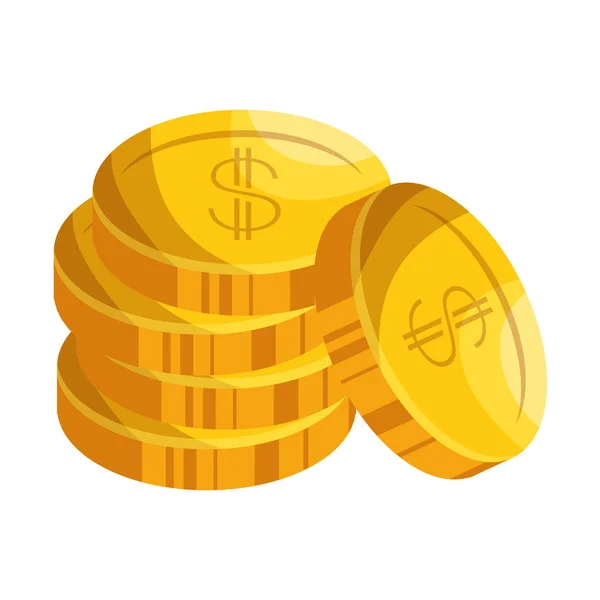 Munten geld geïsoleerde pictogram — Stockvector