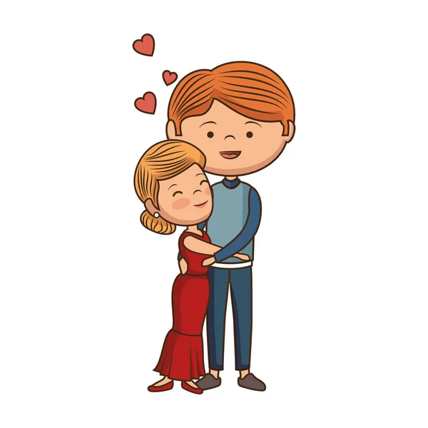 Pareja amantes personajes icono — Vector de stock