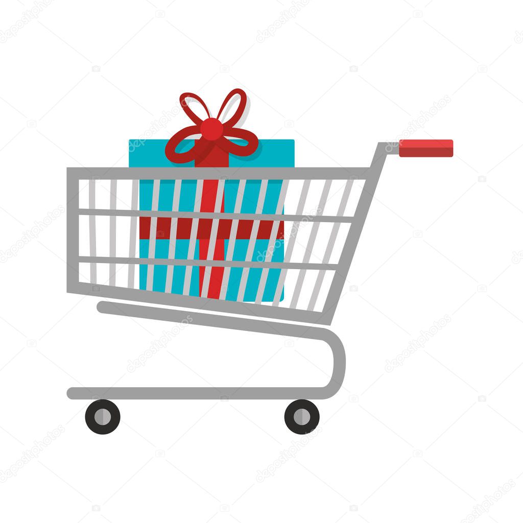 cart shopping with gift commercial icon