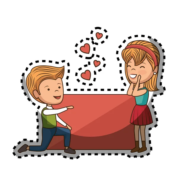 Pareja amantes personajes icono — Vector de stock