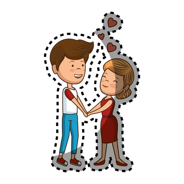 Cuplu iubitori personaje pictogramă — Vector de stoc