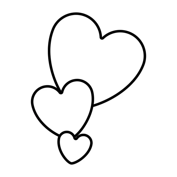 Coeurs aiment carte romantique — Image vectorielle